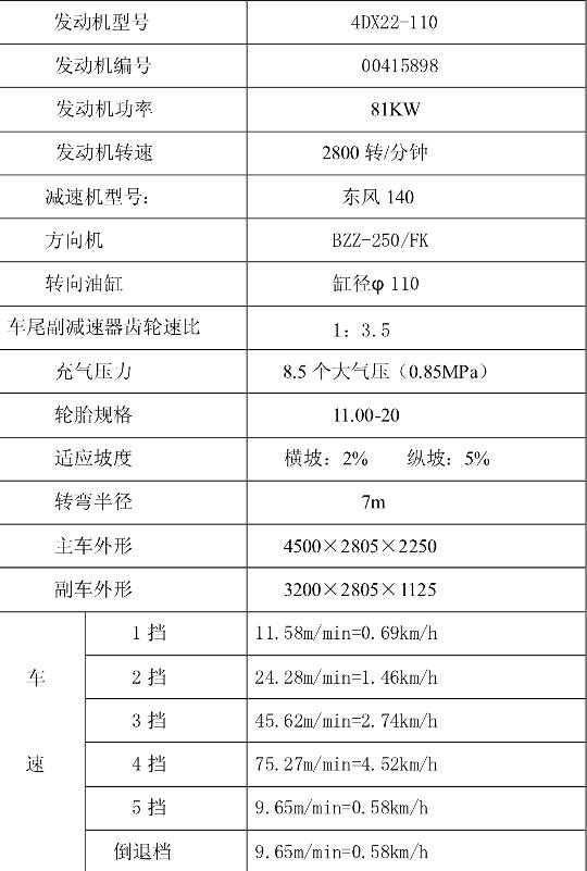 甘肅天水200噸運(yùn)梁車技術(shù)參數(shù)